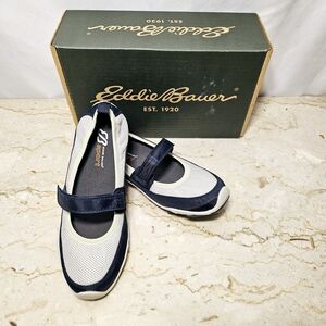 Eddie Bauer EB Sport Womens Navy & Light Gray Mary Jane Shoes Size 7.5